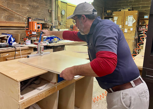 ideal cabinets craftsman jeff builds custom commercial cabinetry for a client in the christiansburg virginia cabinet shop