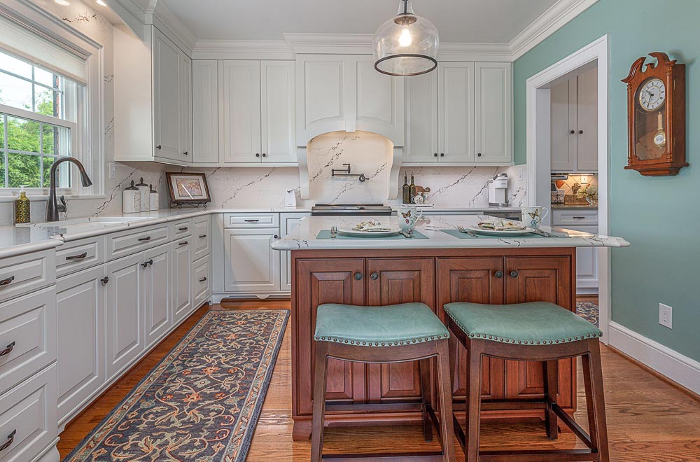 ideal cabinets becky ross kitchen design sea green with white cabinets and wood cabinet island