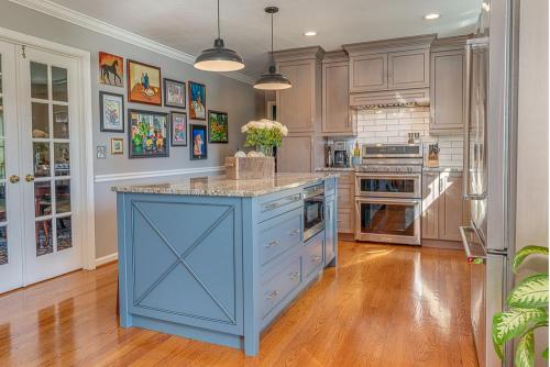ideal cabinets greg papenfus design downing blue kitchen island