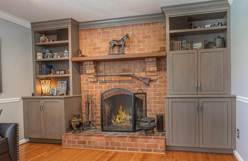 ideal cabinet other room designs brick fireplace wall side cabinets