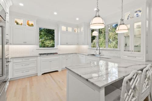 victoria bomardieri kitchen design project white cabinetry marble countertop