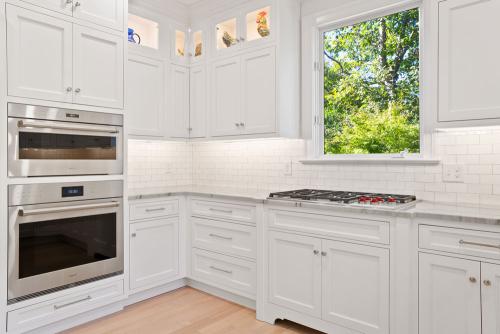 victoria bomardieri ideal cabinets kitchen design project white cabinetry in virginia with built-in oven and range